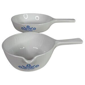 Vintage Set Of 2 Corning Ware Dishes Cornflower Blue White P-89-B And P-83-B MCM